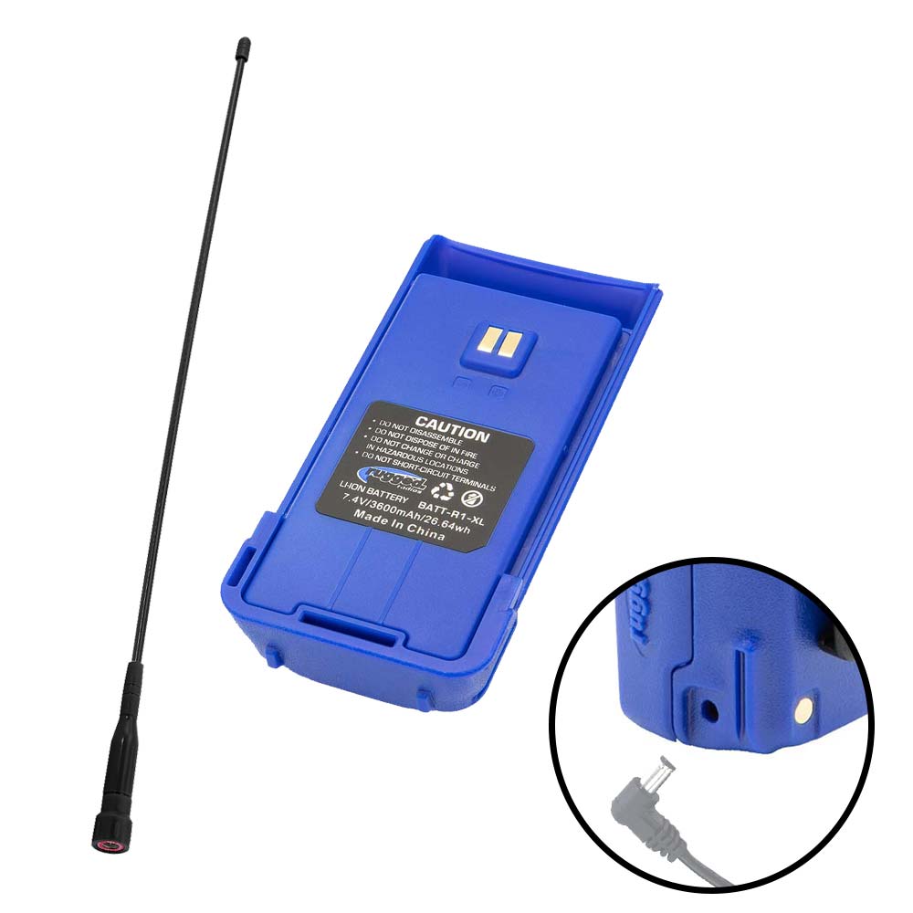 LONG RANGE UPGRADE FOR R1 HANDHELD RADIO - LONG RANGE ANTENNA AND XL BATTERY