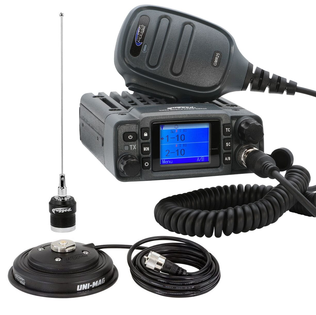 GMRS 25 WATT MOBILE RADIO KIT WITH ANTENNA AND UNI-MAG MOUNT