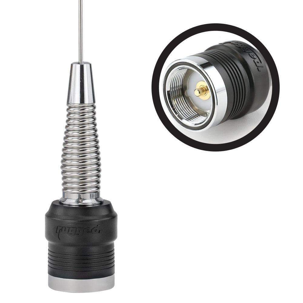UHF & VHF WIDE BAND 1/4 WAVE ANTENNA WITH SPRING (132 - 525 MHZ) (TUNING REQUIRED)