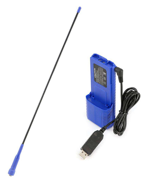 GO FURTHER BUNDLE - for V3 and RH5R Handheld Radios - Long Range Antenna , XL Battery , and USB Charging Cable