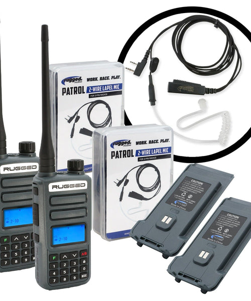 Great Outdoors Pack - Rugged GMR2 PLUS - GMRS and FRS Two Way Handheld Radios with Accessories