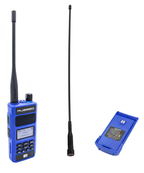 BUNDLE - Rugged R1 - Handheld Radio with Long Range Antenna and High Capacity Battery
