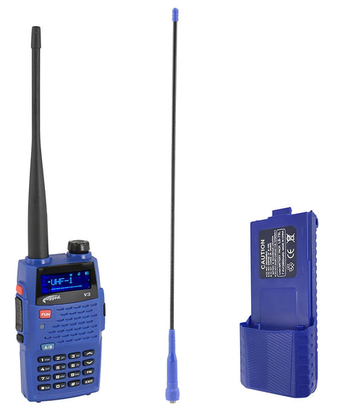 BUNDLE - Rugged V3 - Handheld Radio with Long Range Antenna and High Capacity Battery