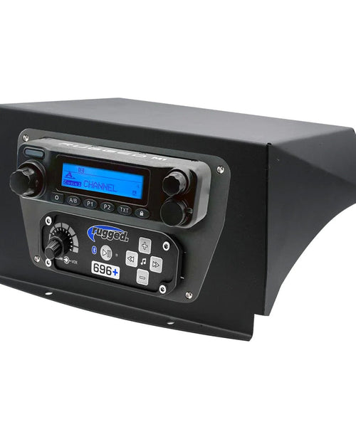 KAWASAKI KRX - TOP DASH MOUNT - 696 INTERCOM -G1 GMRS MOBILE RADIO AND ALPHA BASS OVER THE HEAD HEADSETS