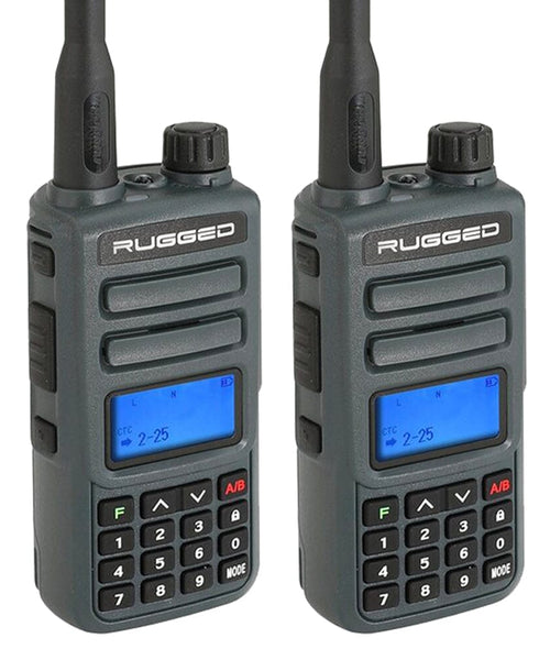 2 PACK - GMR2 HANDHELD GMRS FRS RADIO PAIR - BY RUGGED RADIOS - GREY