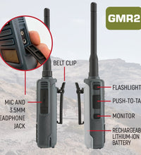 2 PACK - GMR2 HANDHELD GMRS FRS RADIO PAIR - BY RUGGED RADIOS - GREY