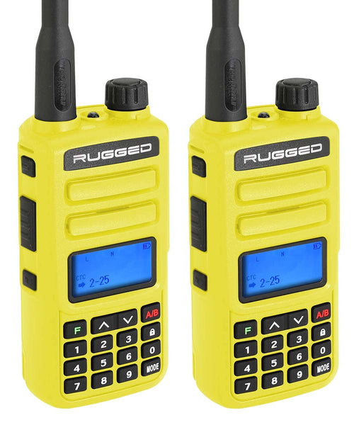 2 PACK - GMR2 HANDHELD GMRS FRS RADIO PAIR - BY RUGGED RADIOS - HIGH VISIBILITY SAFETY YELLOW