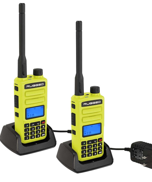 2 PACK - GMR2 HANDHELD GMRS FRS RADIO PAIR - BY RUGGED RADIOS - HIGH VISIBILITY SAFETY YELLOW