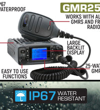 ESSENTIAL RADIO KIT - GMR25 WATERPROOF GMRS MOBILE 25WATT RADIO KIT WITH EXTERNAL SPEAKER