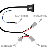 WATERPROOF RADIO/INTERCOM INSTALL HARNESS W/ ROCKER SWITCH