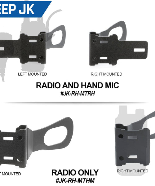 HANDHELD RADIO GRAB BAR MOUNT FOR JEEP JL - FITS R1/V3/GMR2/RH-5R RADIOS - GRAB BAR MOUNT AND RADIO-ONLY MOUNT.
