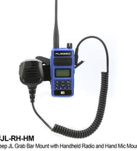 HANDHELD RADIO GRAB BAR MOUNT FOR JEEP JL - FITS R1/V3/GMR2/RH-5R RADIOS - GRAB BAR MOUNT AND RADIO-ONLY MOUNT.