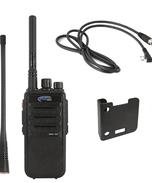 RDH16-U ANALOG/DIGITAL HANDHELD RADIO WITH MOUNT, JUMPER CABLE, AND LONG-RANGE ANTENNA