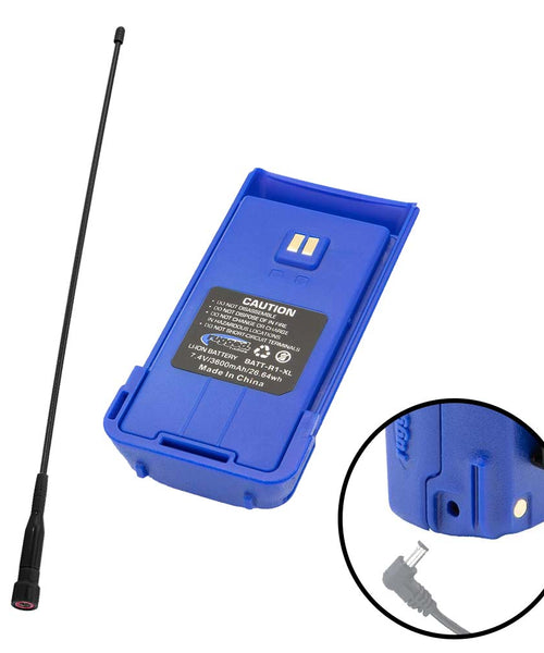 LONG RANGE UPGRADE FOR R1 HANDHELD RADIO - LONG RANGE ANTENNA AND XL BATTERY