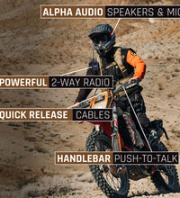 MOTO MAX KIT WITH IP67 WATERPROOF RDH-X DIGITAL RADIO - HELMET KIT, HARNESS, AND HANDLEBAR PUSH-TO-TALK [BLACK]