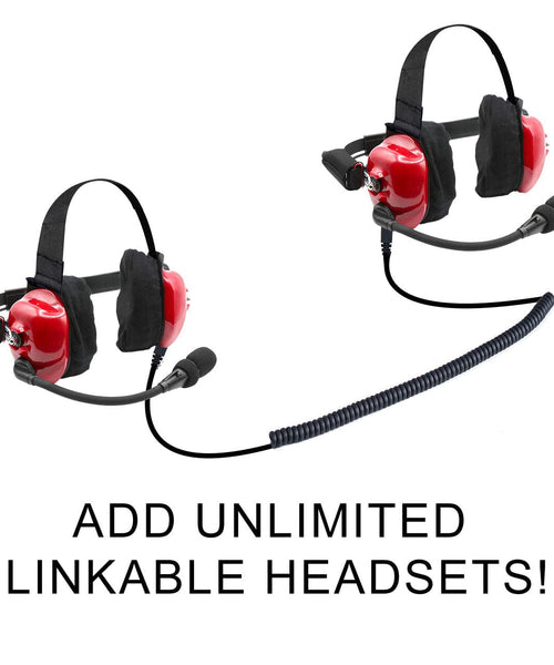 H80 "TRACK TALK" INTERCOM HEADSET. 2-PERSON [RED - FLEX BOOM]