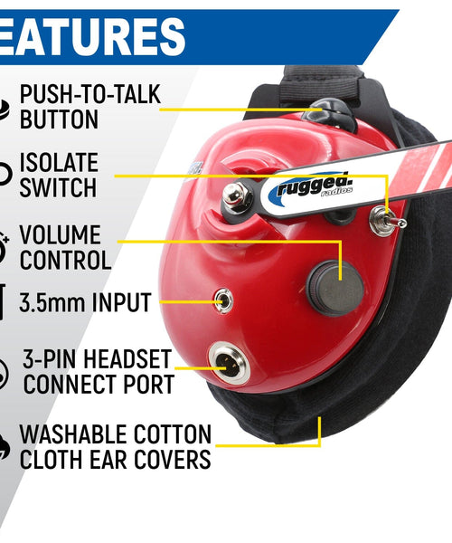 H80 "TRACK TALK" INTERCOM HEADSET. 2-PERSON [RED - FLEX BOOM]