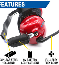 H80 "TRACK TALK" INTERCOM HEADSET. 2-PERSON [RED - FLEX BOOM]