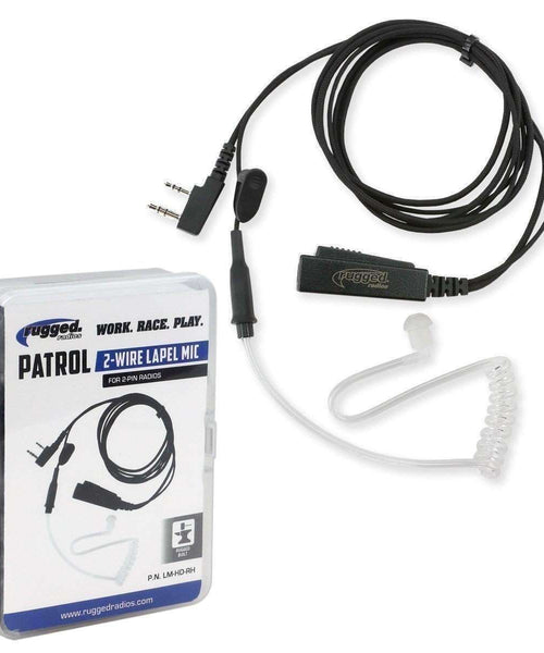 PATROL 2-WIRE LAPEL MIC WITH ACOUSTIC EAR TUBE FOR RUGGED RH5R