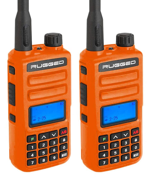 2 PACK - GMR2 HANDHELD GMRS FRS RADIO PAIR - BY RUGGED RADIOS - SAFETY ORANGE