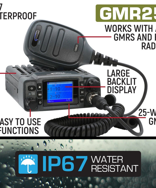 GMRS 25 WATT MOBILE RADIO KIT WITH ANTENNA AND UNI-MAG MOUNT