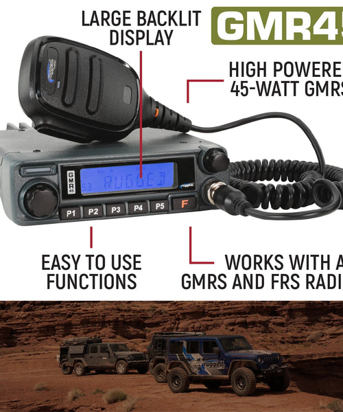 GMRS 45 WATT MOBILE RADIO KIT WITH ANTENNA AND UNI-MAG MOUNT