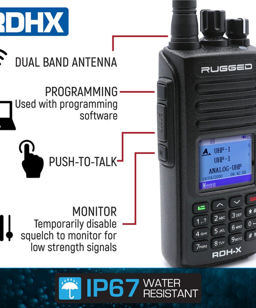 WATERPROOF ANALOG/DIGITAL - UHF & VHF HANDHELD RADIO - [HIGH VISABILITY]