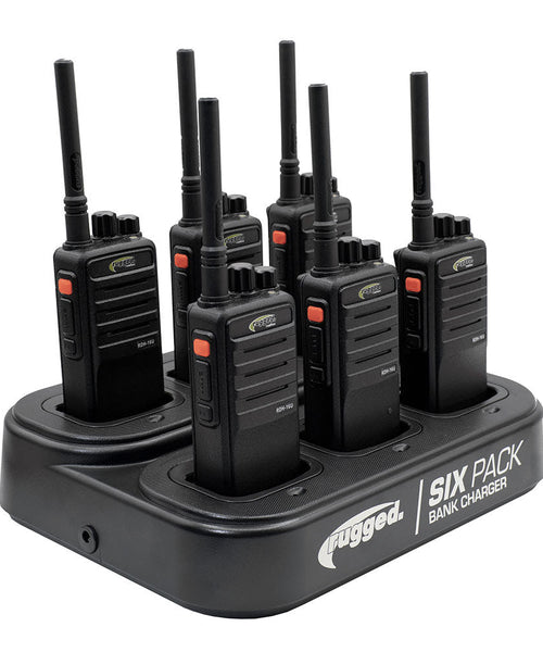 30 HANDHELD UHF RADIOS AND 5 BANK CHARGERS