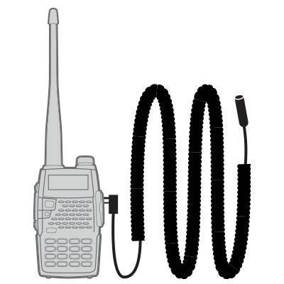 RADIO TO HEADSET COIL CORD FOR 2-PIN MOTOROLA, HYT, SPEEDCOM & BLACK BOX RADIOS