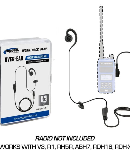 SINGLE WIRE EAR HOOK LAPEL MIC FOR RUGGED HANDHELD RADIOS