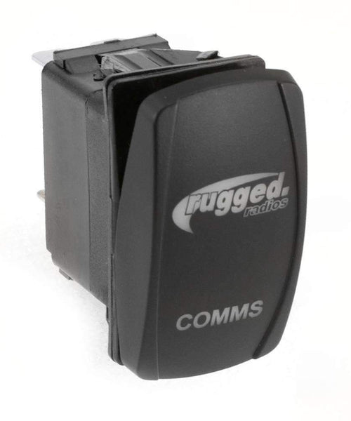 WATERPROOF ROCKER SWITCH WITH RUGGED RADIOS LOGO & COMMS LABEL